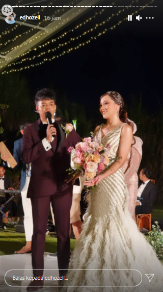 Potret Reza Arap dan Wendy Walters di pesta pernikahan