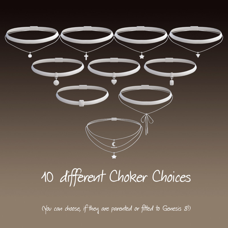 Alchemy Goth - Chokers and More  3d Models for Daz Studio and Poser