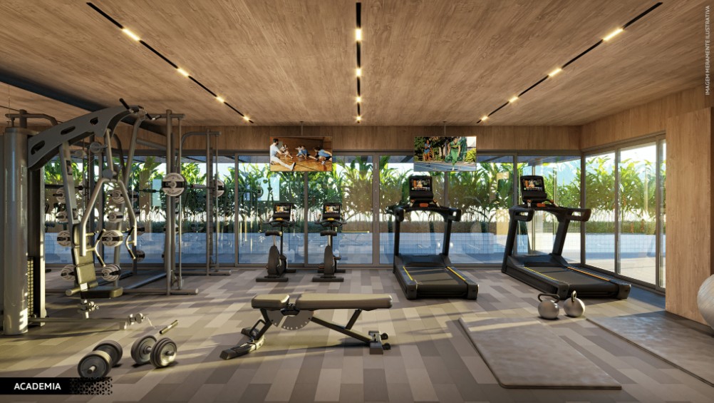 Academia equipada com equipamentos modernos no Jardins Júlia Cavalcanti