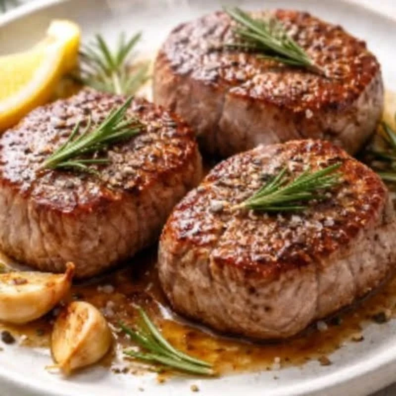 Gegarte Kalbsmedaillons servierfertig