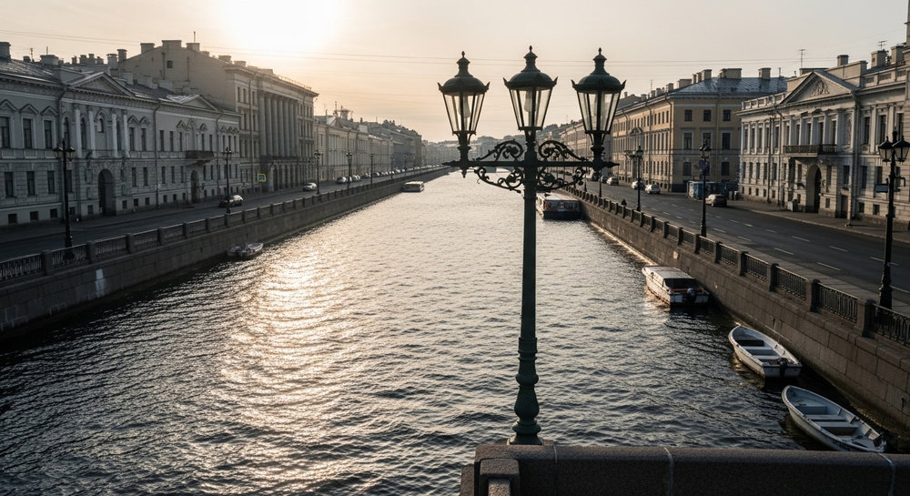 Утренний свет на набережной каналов