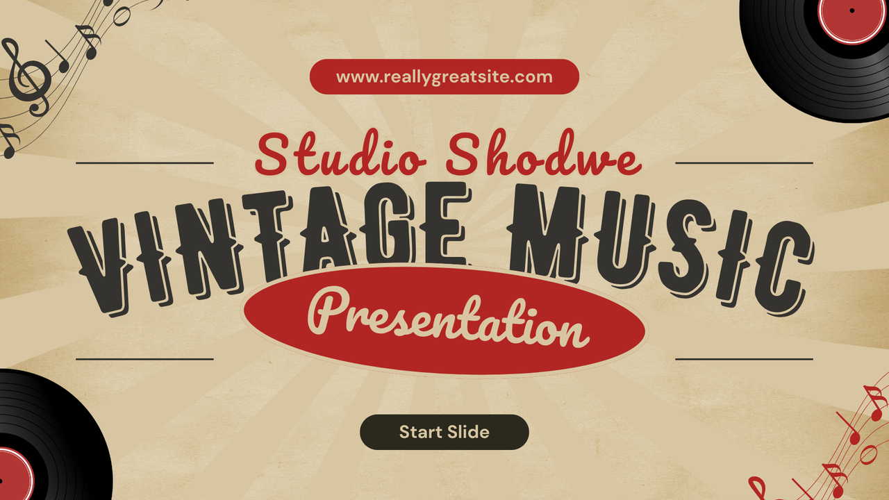 Cream Red Vintage Retro Music Presentation