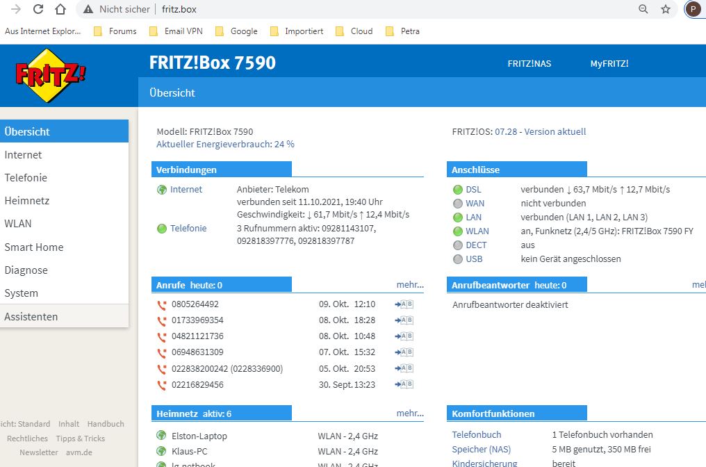 fritz box changed to  WPA WPA2 Ubersicht