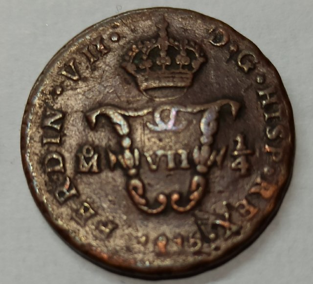 1/4 TLACO ( medio real )de Fernando VII 1815 60