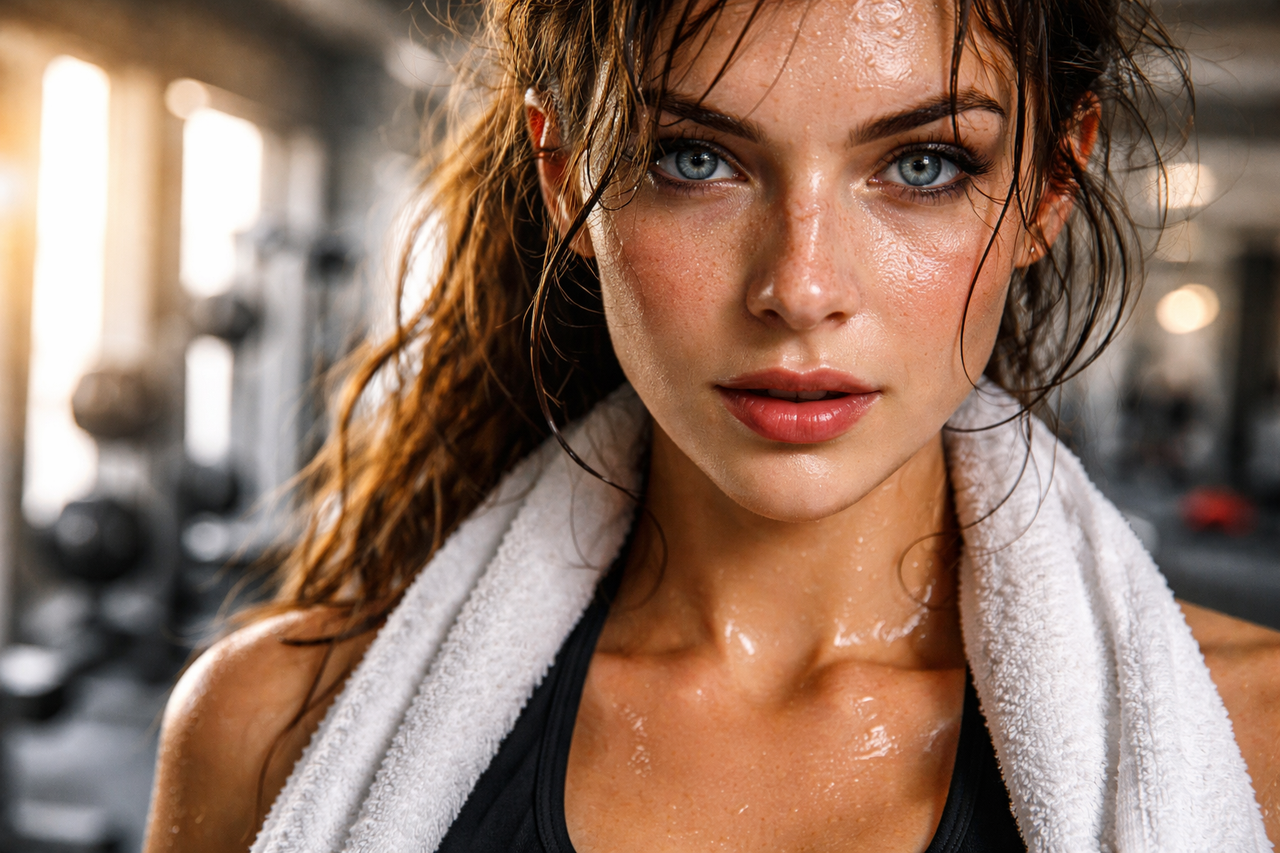 Trang đích Thương hiệu - Đặc tả gương mặt phụ nữ trẻ sau khi tập thể dục