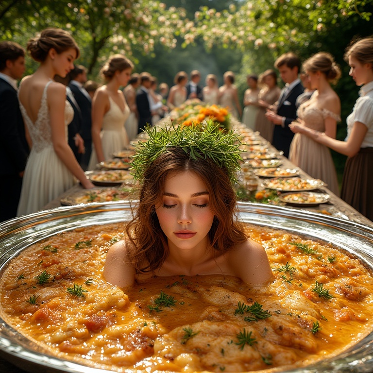 Garden wedding wom served Brown hair 1 00