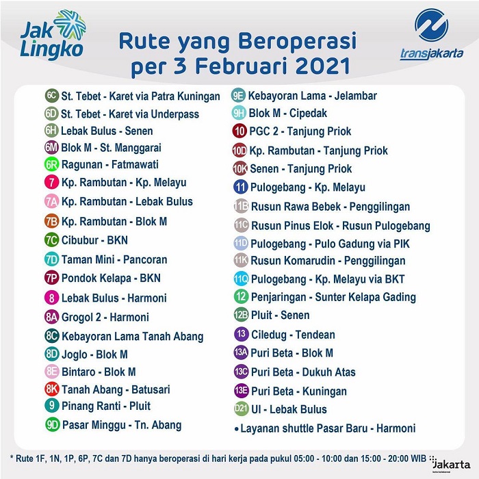 Rute perjalanan terbaru TransJakarta selama masa PPKM per 3 Februari 2021