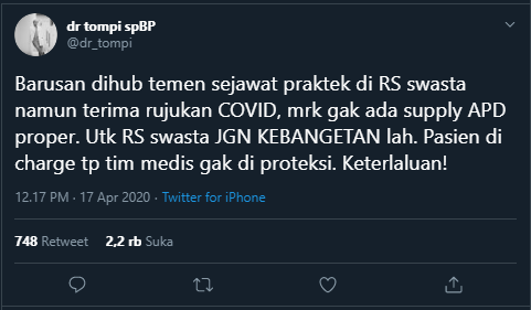 Cuitan Tompi tentang APD