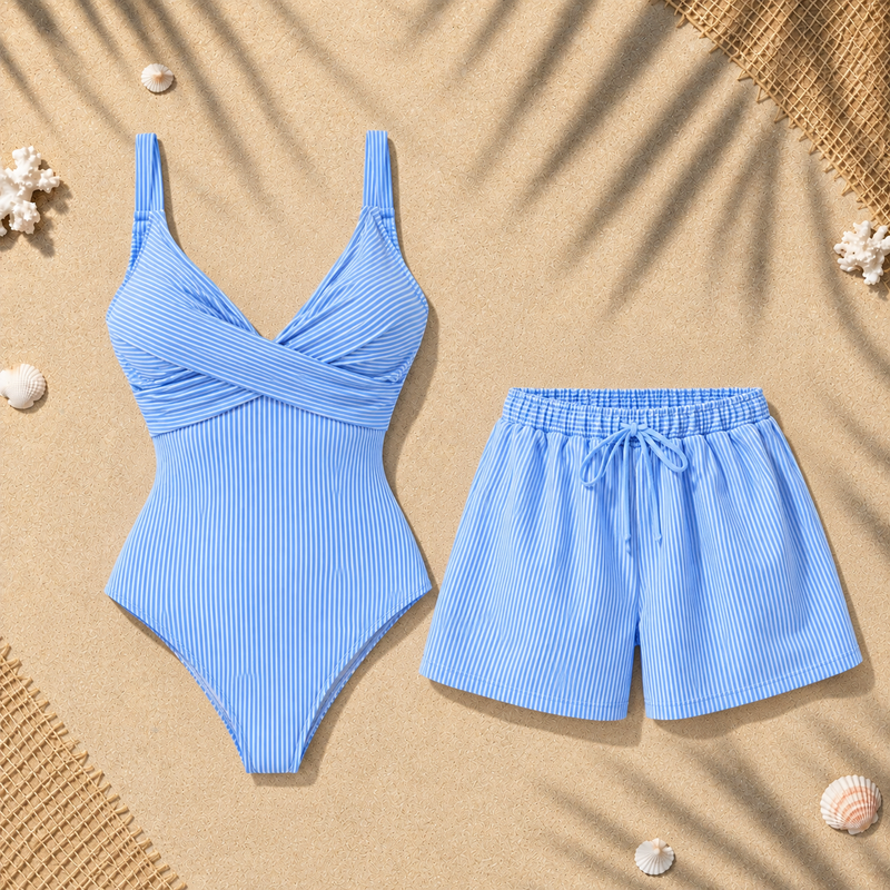 One-piece Santorini Swimsuit with Short