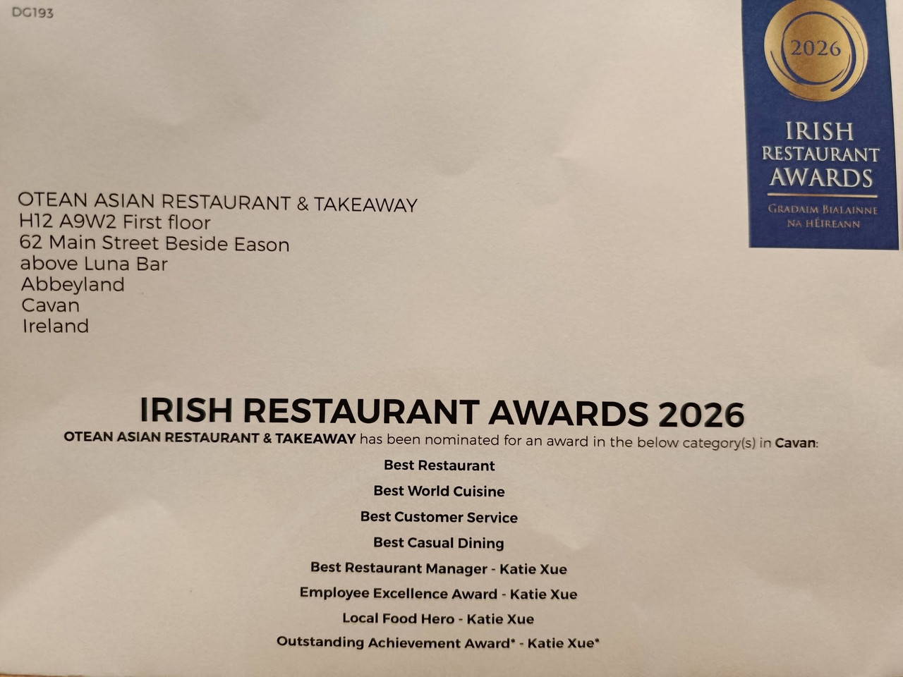 oteanirishawards