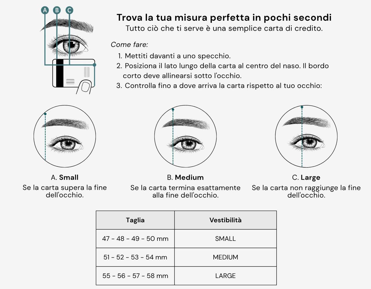 Trova la tua misura con una carta