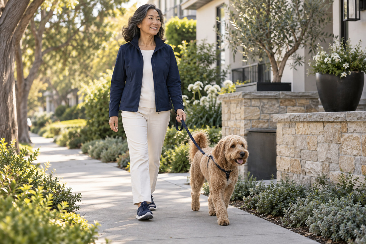 Woman walking outdoors in comfortable footwear