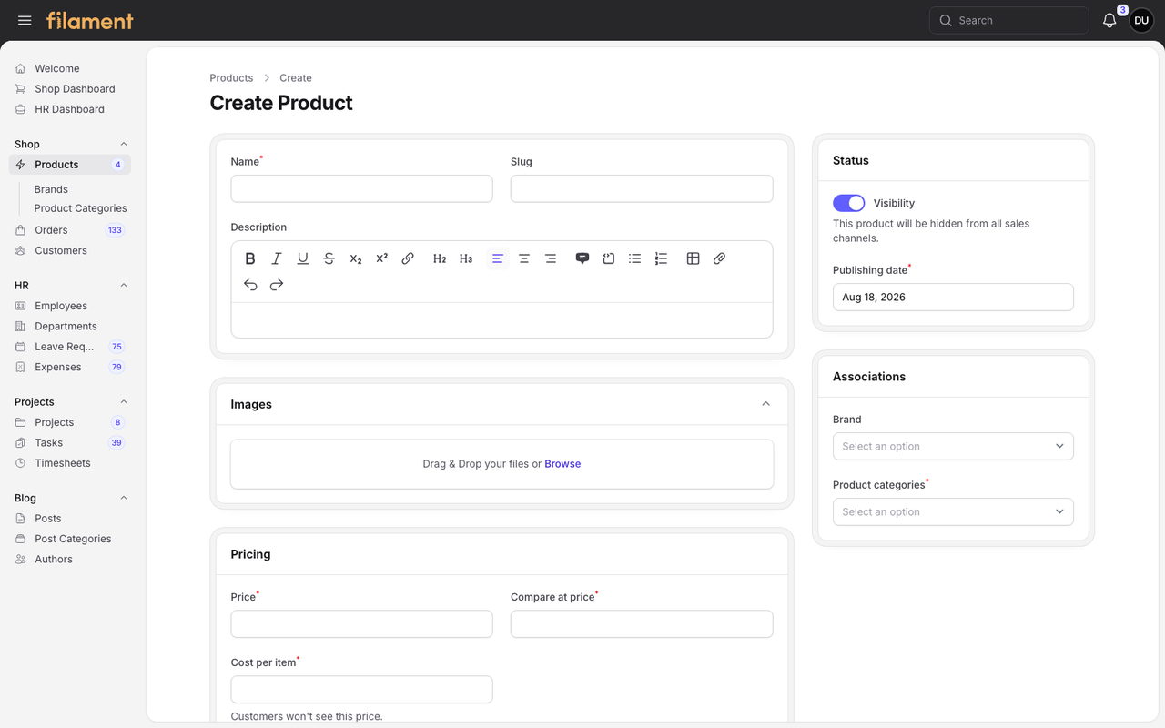 Stature Theme Shop product form in light mode