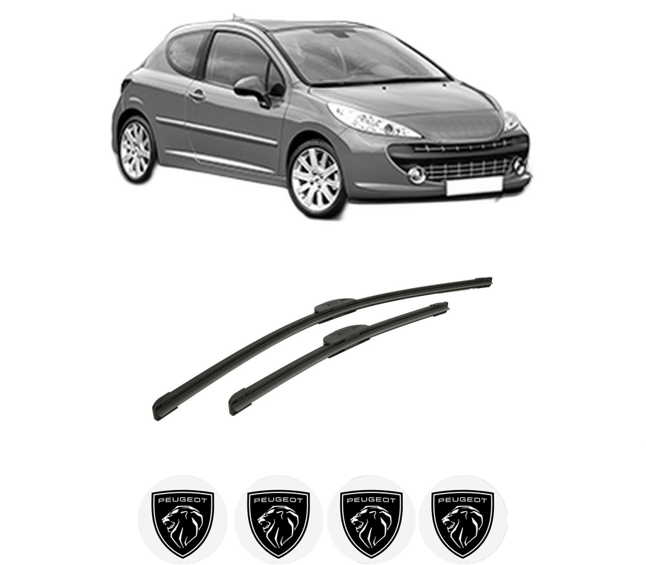 Set stergatoare auto PEUGEOT 207 (WA_, WC_) din 2006-2015, pentru parbriz auto, 2 bucati, Bosch Aerotwin Retrofit, din cauciuc siliconat rezistent, 4 Stickere Auto PEUGEOT