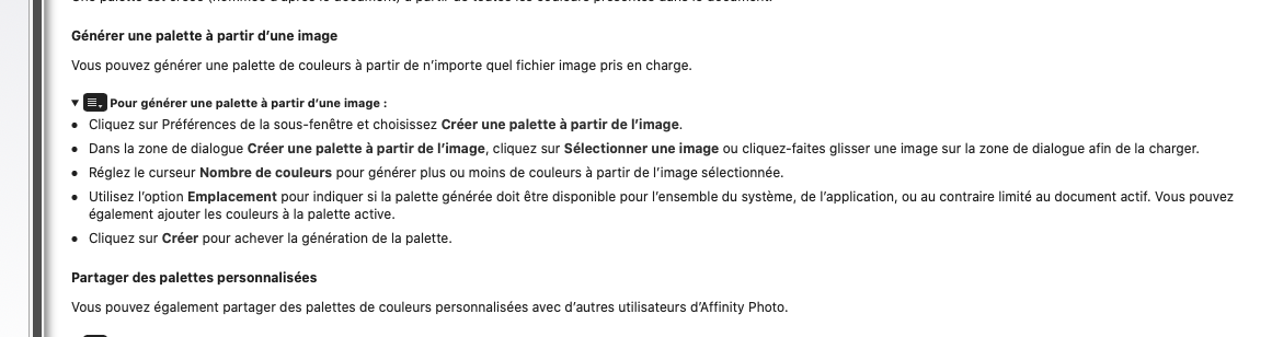 palette génération