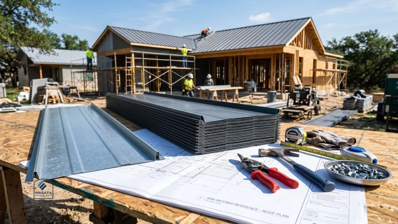 Metal roofing material cost breakdown chart per sheet and per square foot San Antonio 2026