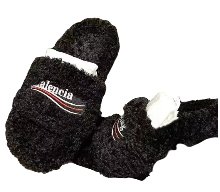 balenciaga fur slides https