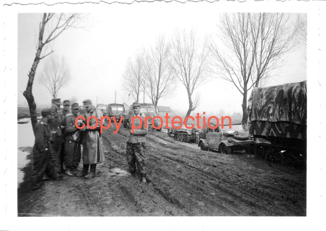 Orig. Foto Ski-Jäger Brigade 1944 RSO, VW82 Kübelwagen, Kettenkr