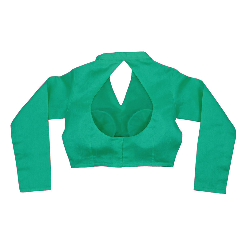 Women's Designer Sari Blouse Dupion Silk Collor Neck Long Sleeve Crop Top Choli - Picture 56 of 82
