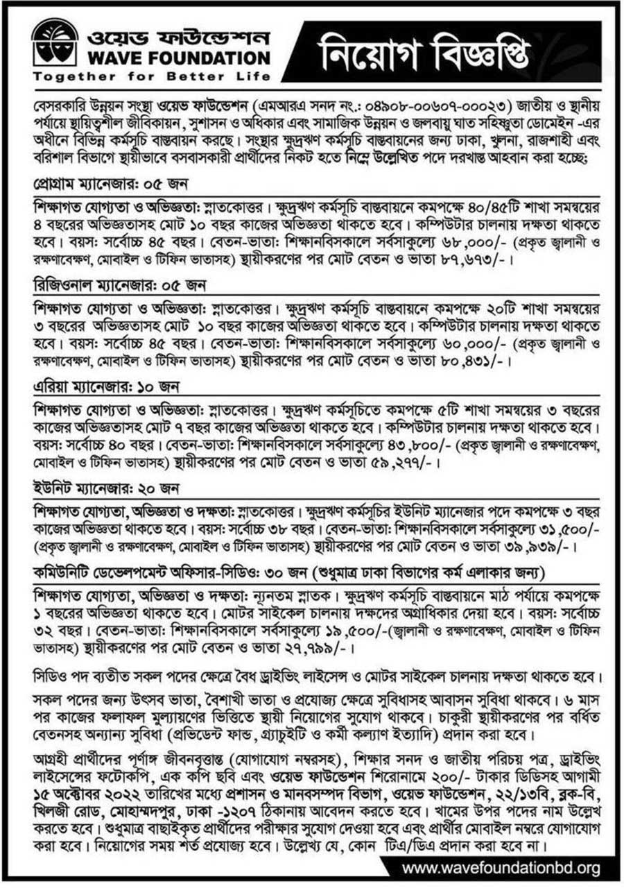 Wave Foundation Job Circular 2022