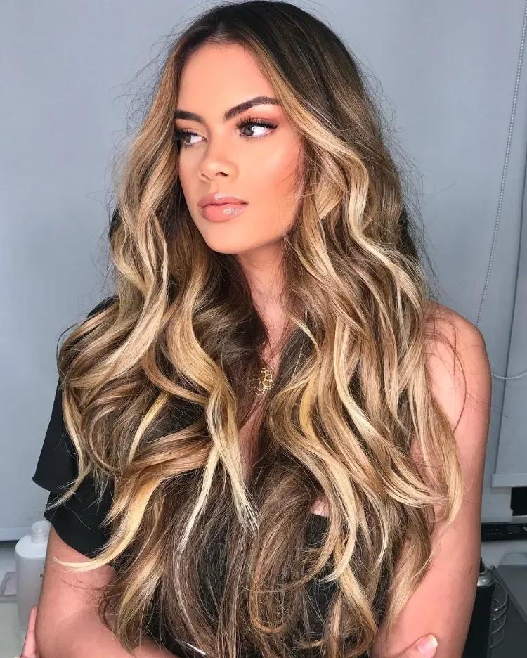 Honey balayage light brown hair