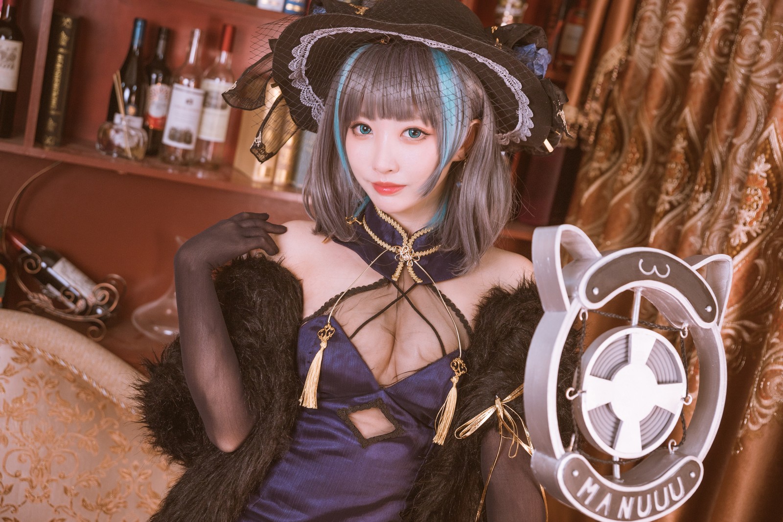 宮本桜 柴郡旗袍 Cosplay 写真｜音乐绚烂 Cait Sith 主题（20P｜409MB）插图6