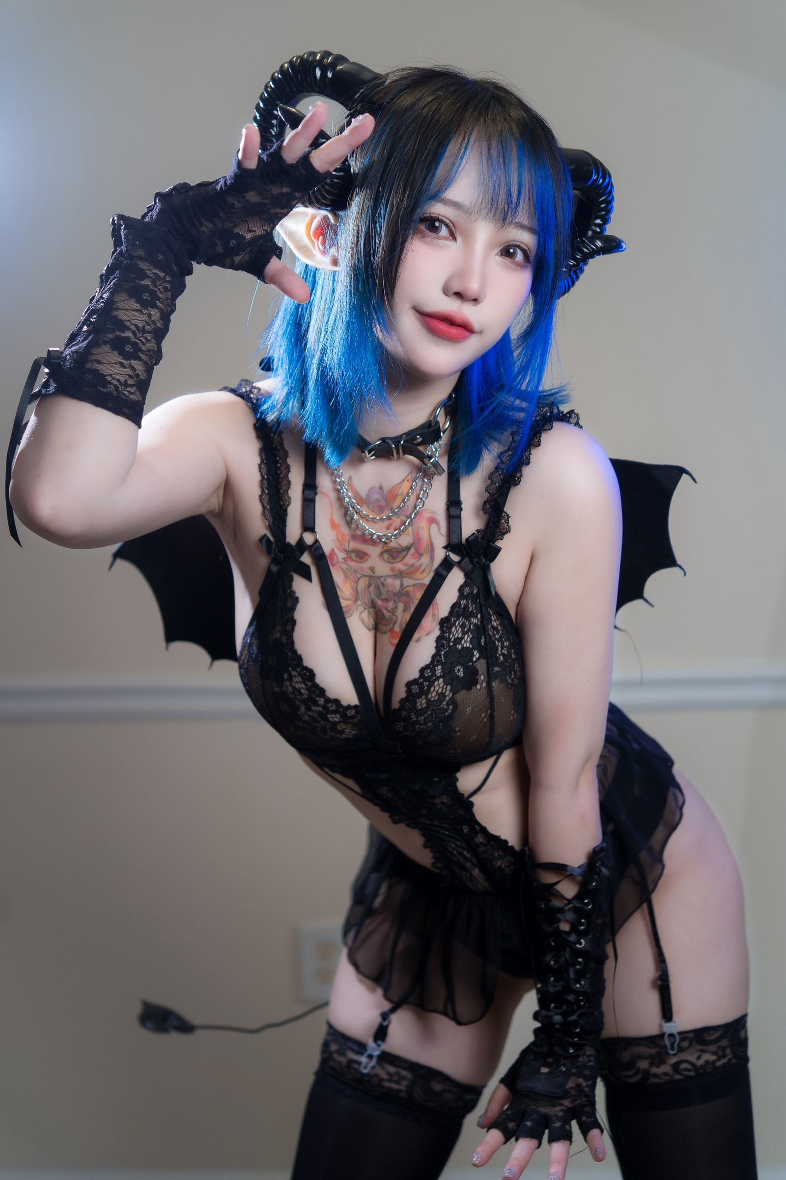 狐洛洛子 – 深蓝魅魔 高清写真集（46P-580MB）魅魔主题氛围作品插图6