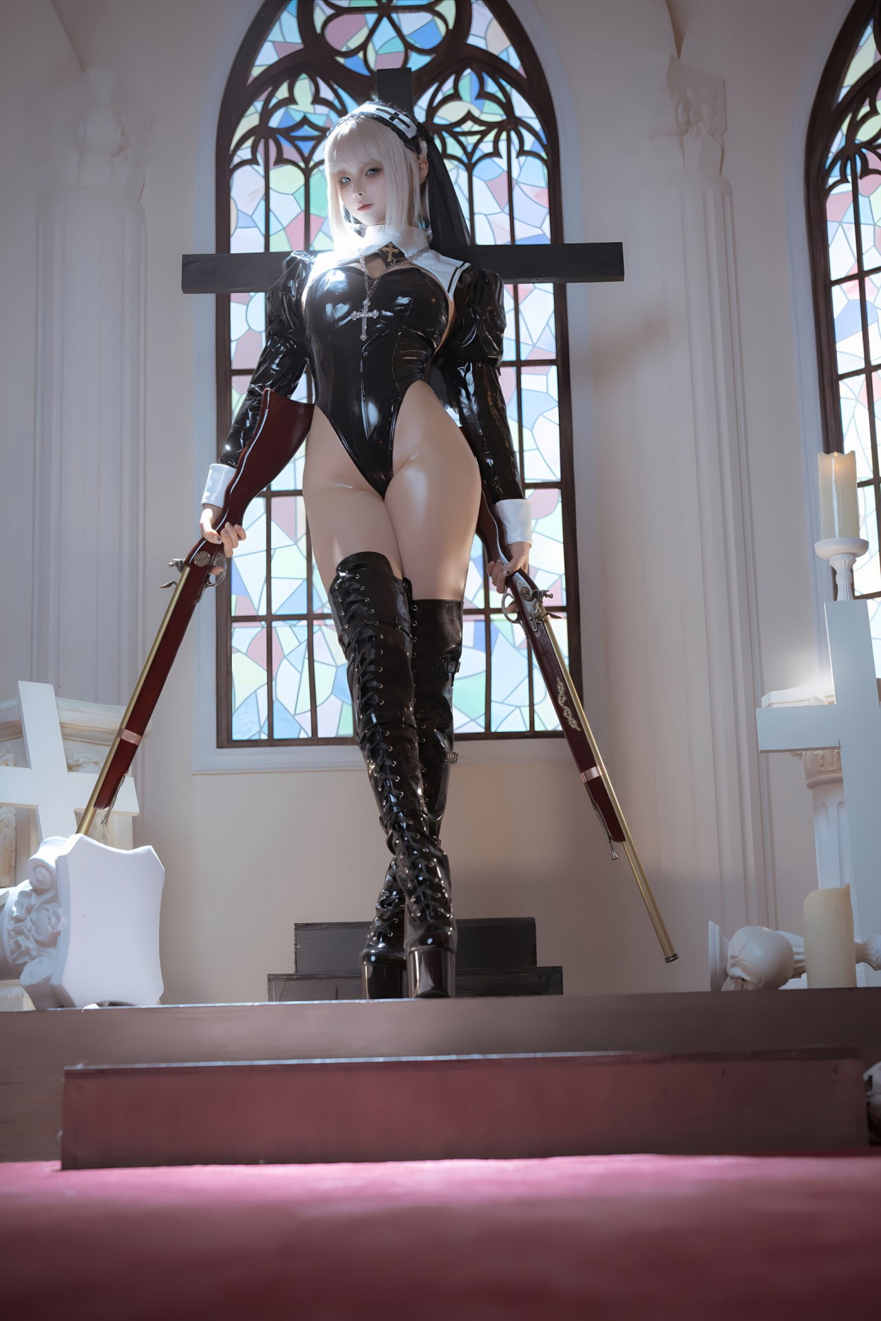 蠢沫沫 nude 动漫博主黑修女写真，猫耳造型，可爱到犯规插图4