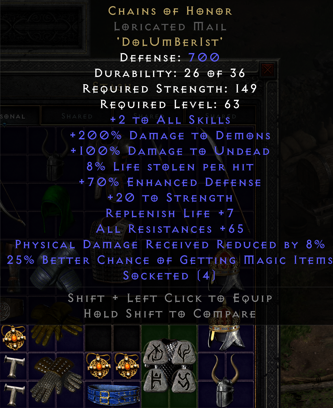 Chains of honor runeword 700 defense — Postimages