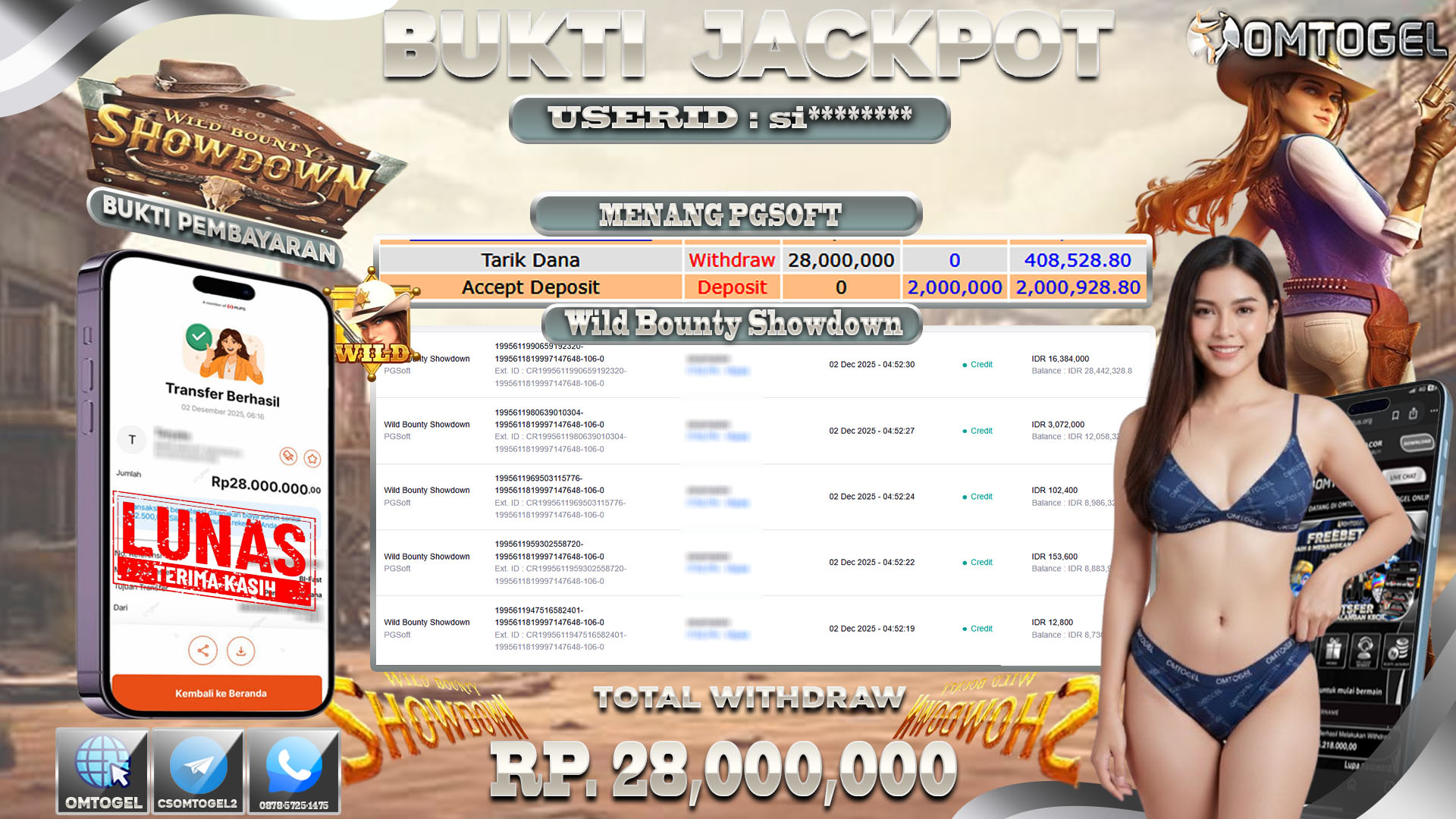 OMTOGEL JACKPOT PGSOFT WILD BOUNTY SHOWDOWN ,28 JUTA DI BAYAR LUNAS ,-