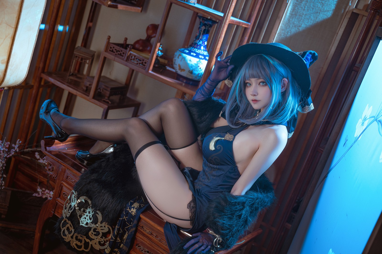 Seya-狮砸 – 碧蓝航线 柴郡 旗袍 Cosplay 高清写真（12P-140MB）插图7
