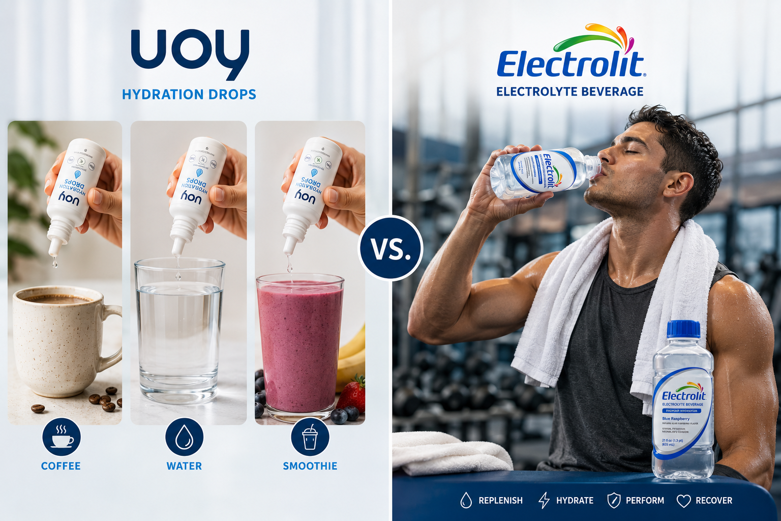 Using Buoy hydration drops throughout the day versus drinking Electrolit after exercise