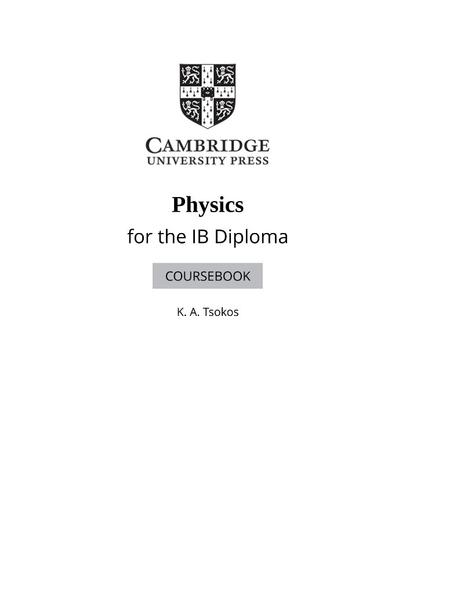 Physics For The IB Diploma Coursebook With Digital Access 7th Edition
