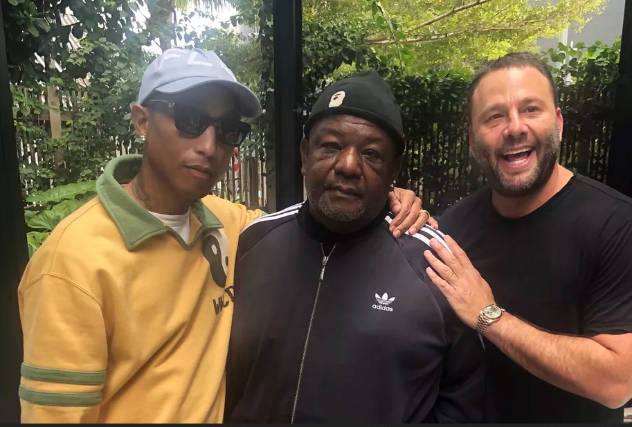Pharrell Williams With Father Pharaoh Williams & David Grutman