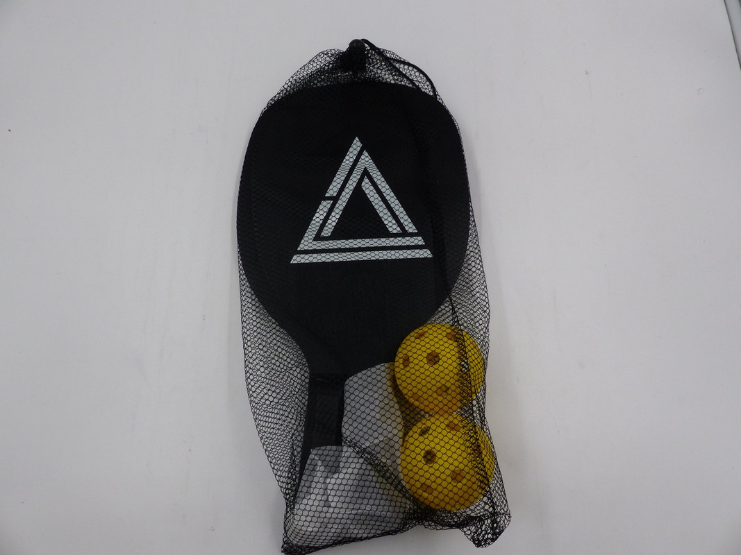 AXIS BLACK PICKLEBALL RACKET 16" X 8" SET W/ 2 YELLOW BALLS IN MESH BAG