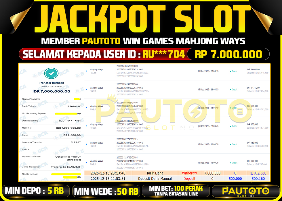 BUKTI JACKPOT LUNAS PAUTOTO