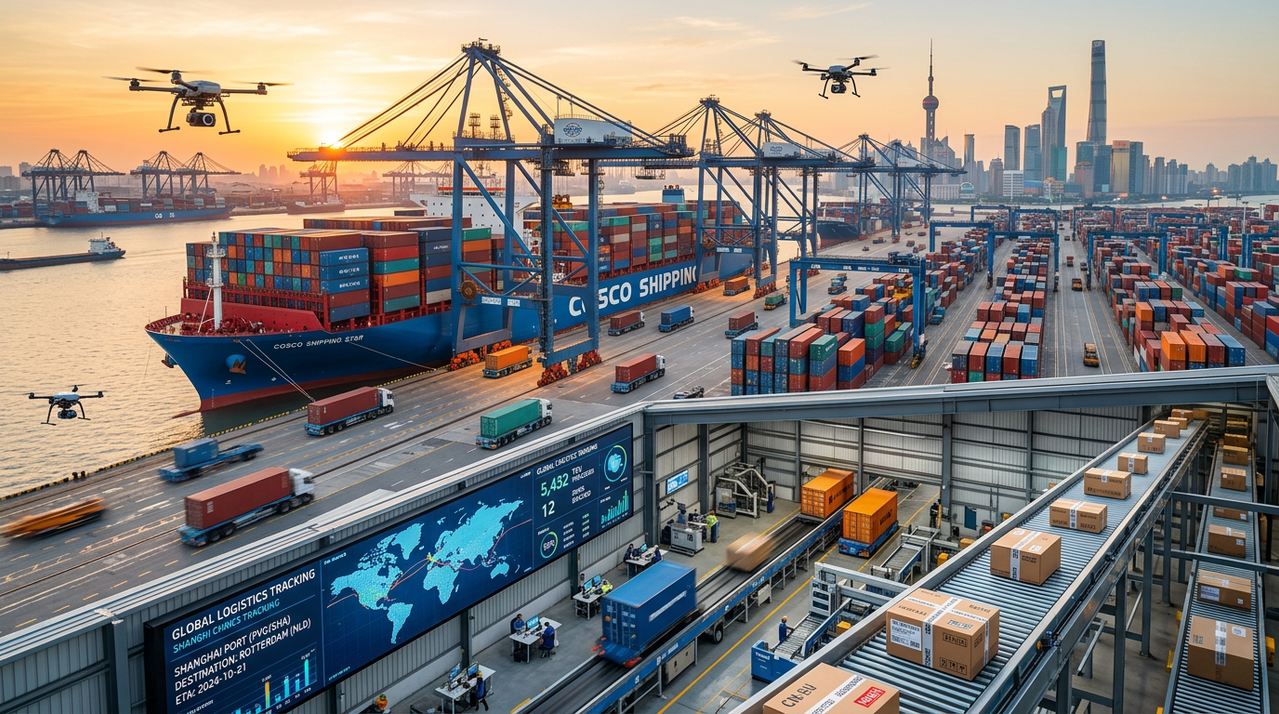 Иллюстрация технологий в логистике доставки из Китая