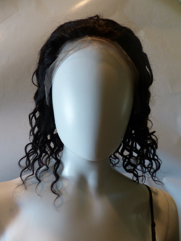 SHORT CURLY HAIR WIG HUMAN HAIR BLACK