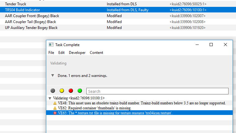 kuid276096101001 TRS04 Build Indicator (FAULTY)