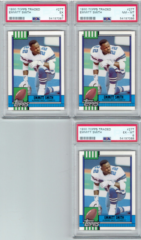 1990 Topps Traded Emmitt Smith various grades