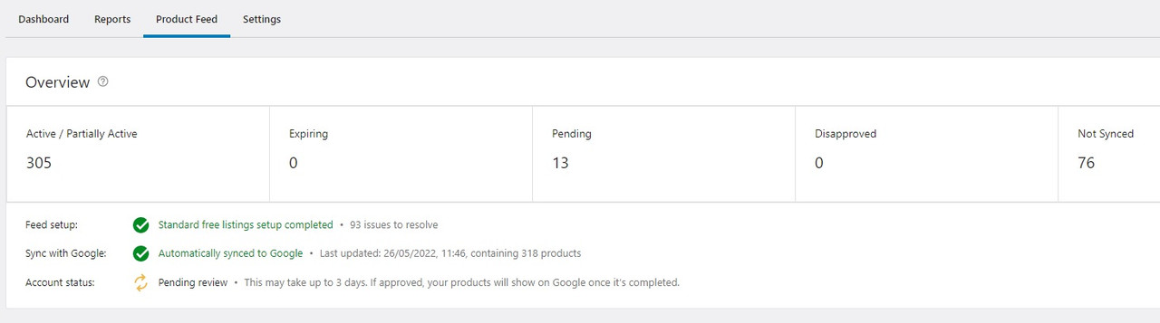 Product Feed Pending