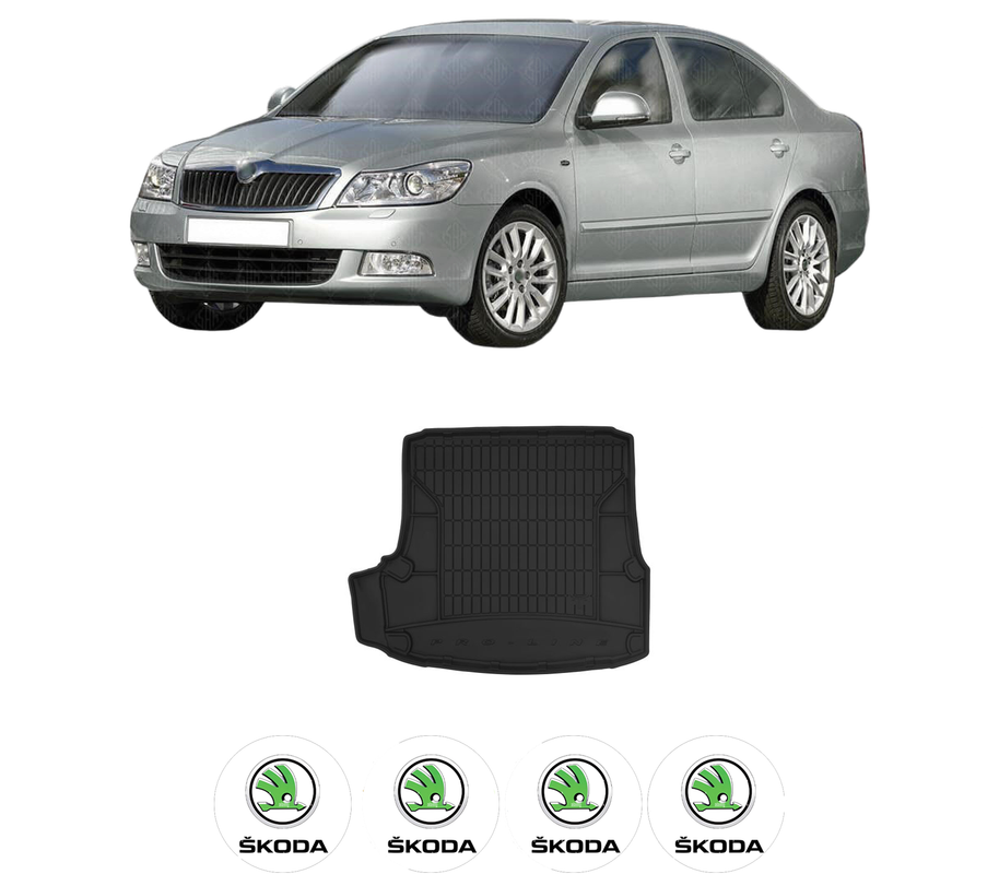 Tavita Portbagaj SKODA OCTAVIA II din 2004-2013, Protectie Portbagaj Auto, 4x Stickere auto cu SKODA