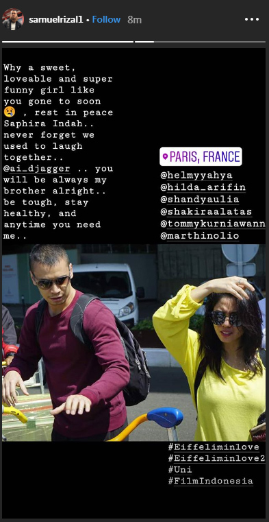 Instagram story Samuel Rizal