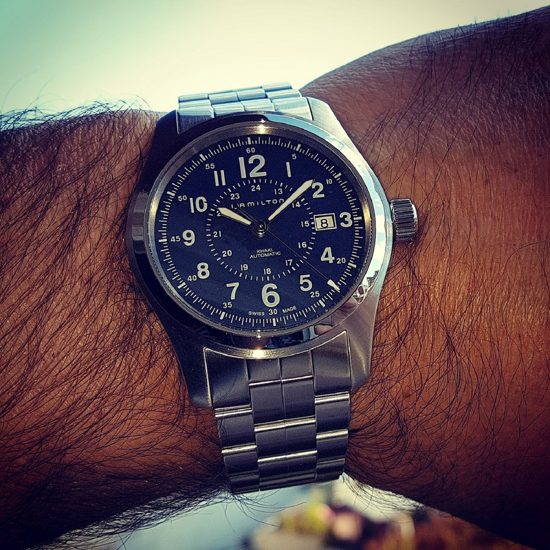 Hamilton Khaki Field Auto 42 mm 100M Blue Dial Bracelet #H70605143