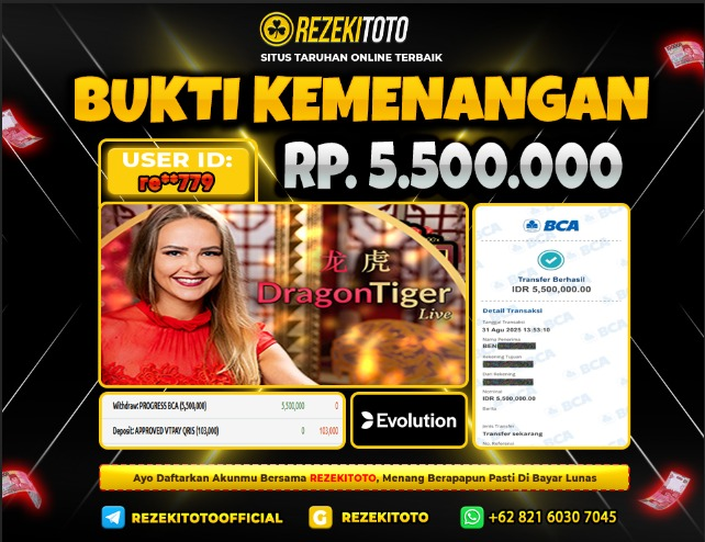 BUKTI KEMENANGAN 15 SEPTEMBER 2025  DRAGON TIGER 5 JUTA 