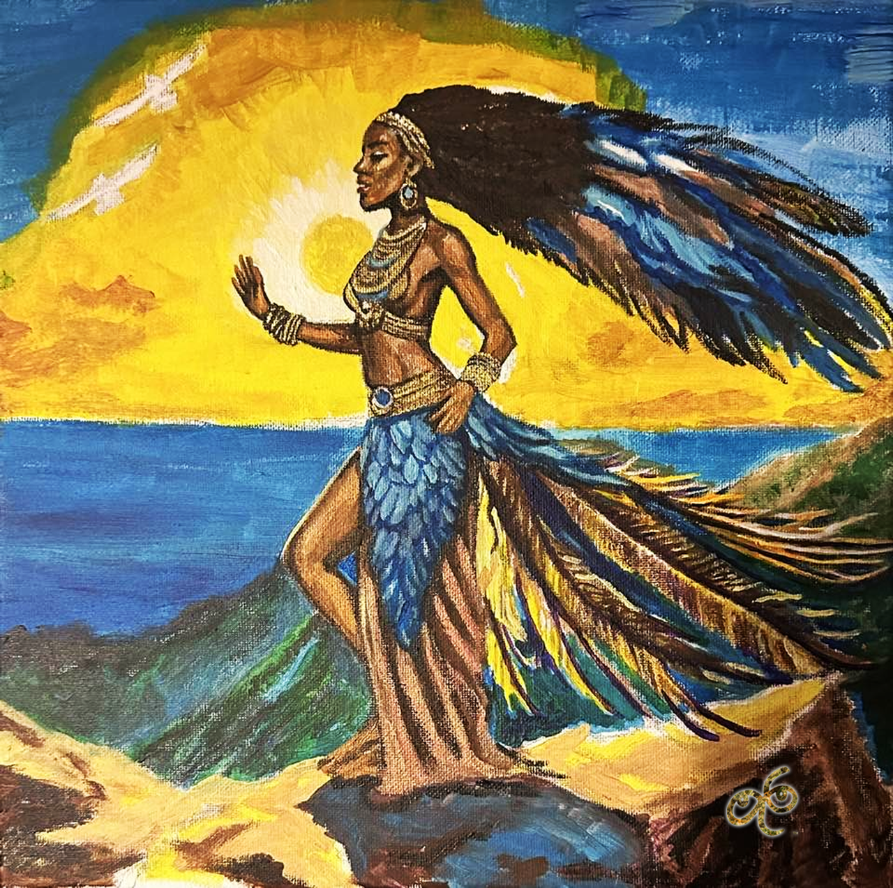 Feathers Sunrise 01 original artwork by LEECASSO