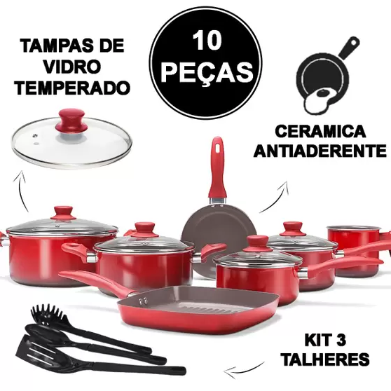 Jogo de Panelas Ceramic Life 2.0 Easy Revestimento Antiaderente Ceramico 7 Pecas Brinox