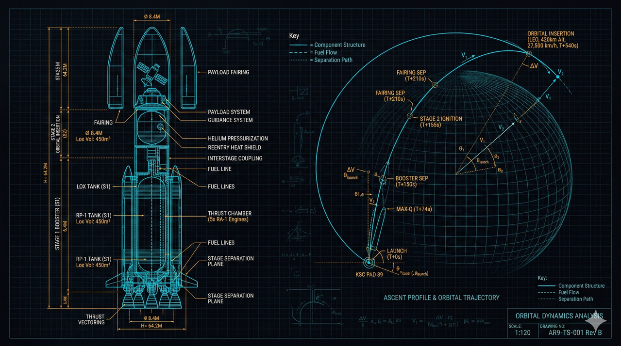 Rocket blueprint schematic
