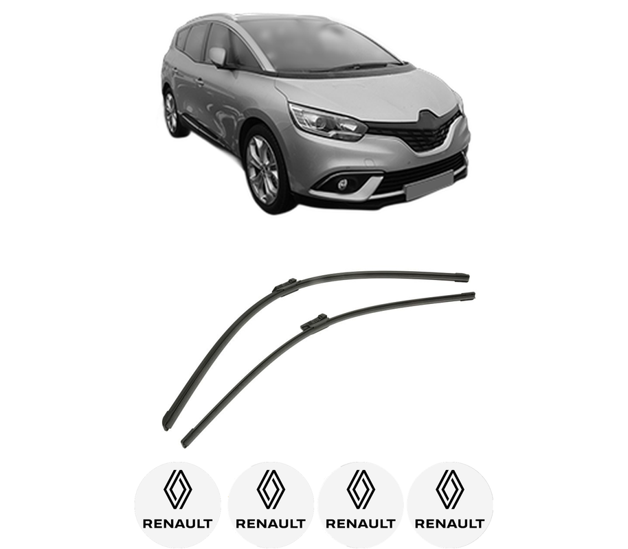 Set stergatoare auto RENAULT GRAND SCENIC IV (R9_) din 2016-2023, pentru parbriz auto, 2 bucati, Bosch Aerotwin, din cauciuc siliconat rezistent, 4 Stickere Auto RENAULT