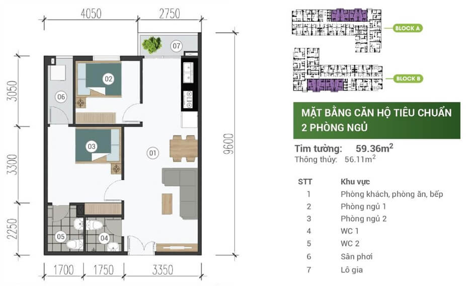 Căn hộ Parkview Apartment Thuận An 2 phòng ngủ